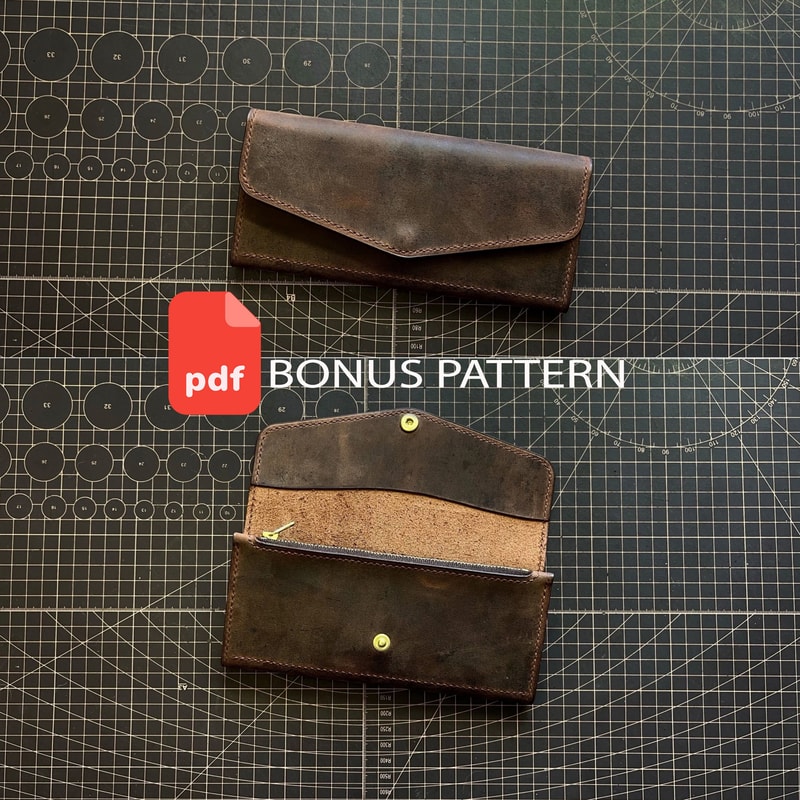 Pattern Of A Classic Womens Wallet Pattern Of A Leather Wallet Download PDF Video TUTORIAL Punch 2