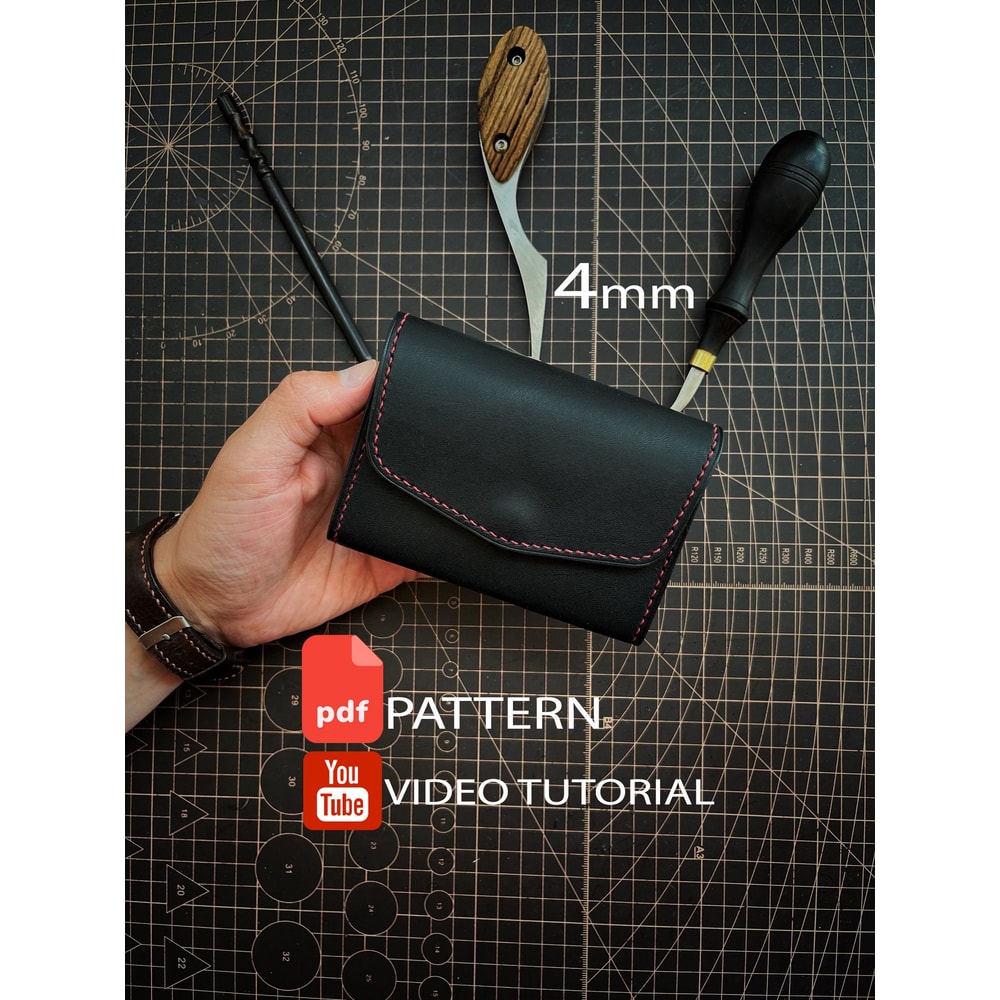 Pattern Of A Mini Womens Wallet Pattern Of A Leather Wallet Download PDF Video TUTORIAL Punch Pi 0