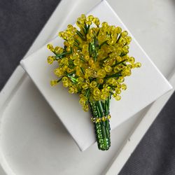 Mimosa brooch handmade