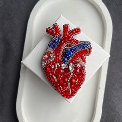 Handmade anatomical heart brooch