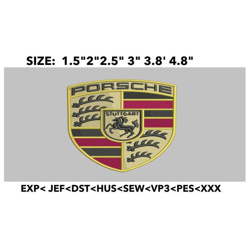 Porsche Small Embroidery File 6 Sizes 0
