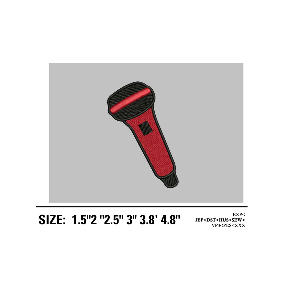 Mic Embroidery File 6 Sizes 0