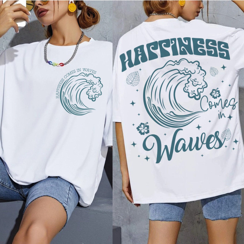 TRENDY Happiness Comes In Waves SVG PNG, Summer Shirt Svg, Retro Summer Svg, Retro Beach Svg, Tropical Png,  Sublimation Front and back.jpg