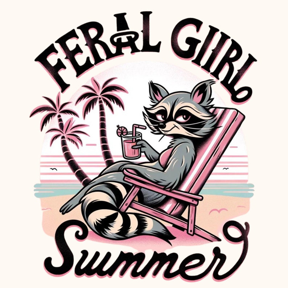 Feral girl summer Png Racoon PNG Summer design png Summer t-shirt Png Graphic sublimation design Beach shirt Png Funny PNG1.jpg