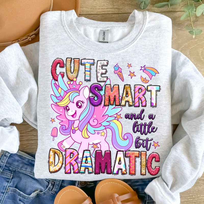 Cute Smart And A Little Bit Dramatic Png, Unicorn Png, Unicorn Design, Cute Unicorn Png, Dramatic Png, Sublimation Designs, Digital Download.jpg