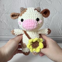 Chubby Milky Cow, crochet milk cow, cute farm animal, Sunflowers moo