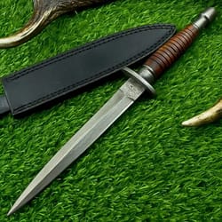 13" custom handmade hunting knife damascus steel blade dagger hard wood