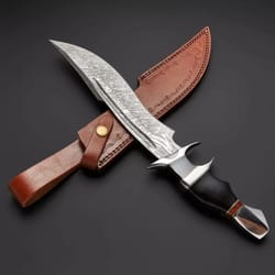 custom handmade damascus steel hunting bowie knife
