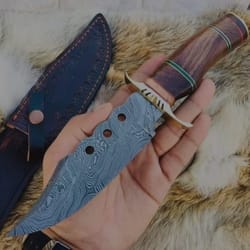 custom hand forged black coated d2 steel blade stag horn handle hunting knife