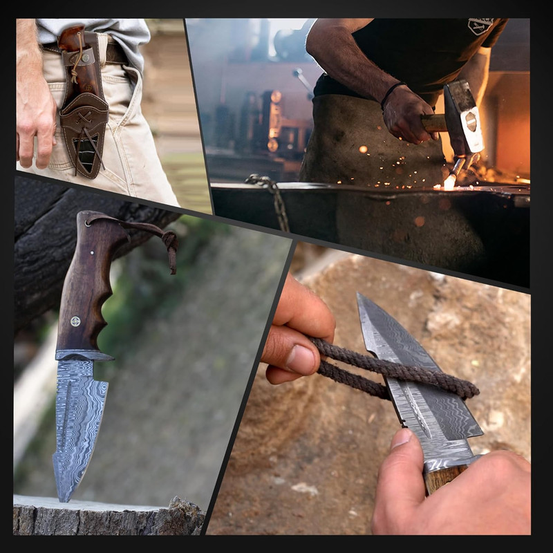 10 Handmade Damascus Hunting Knife With Sheath Fixed Blade Hunting Knives For Men Walnut Wood Handle Fixed Blade 3