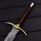 Custom Handmade Damascus Steel Sword With Leather Sheath 1