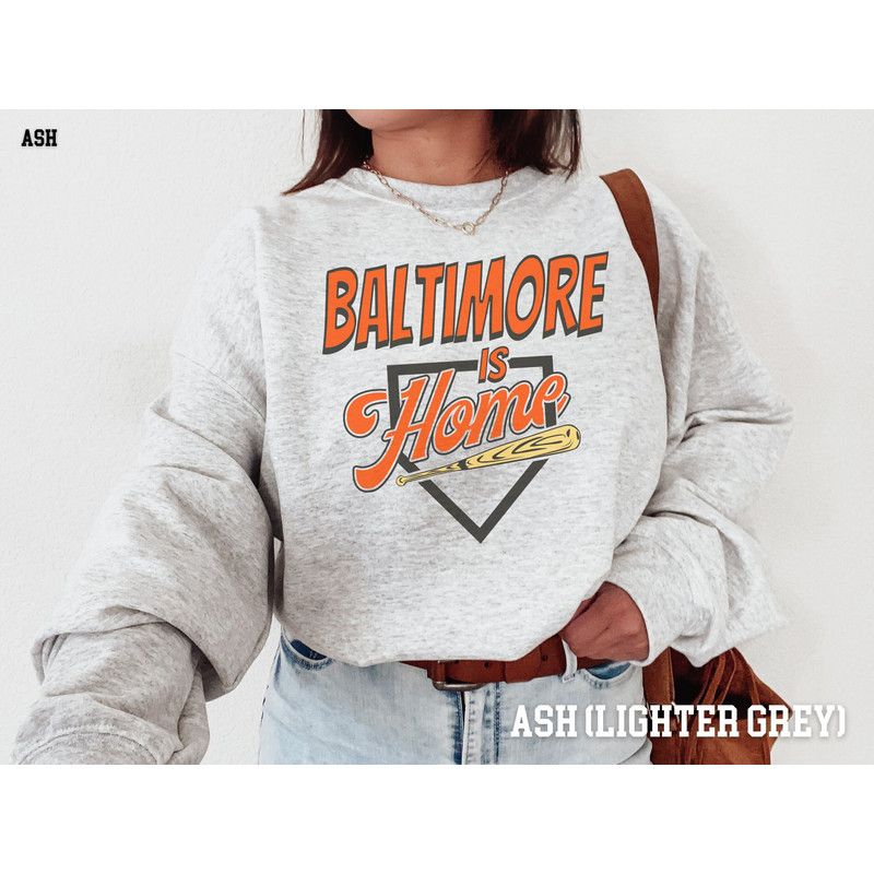 Baltimore is Home Sweatshirt, Retro Style, Vintage Style Shirt, 90s Graphic Throwback Sweatshirt, Baseball, Sports Fan Gift Idea.jpg