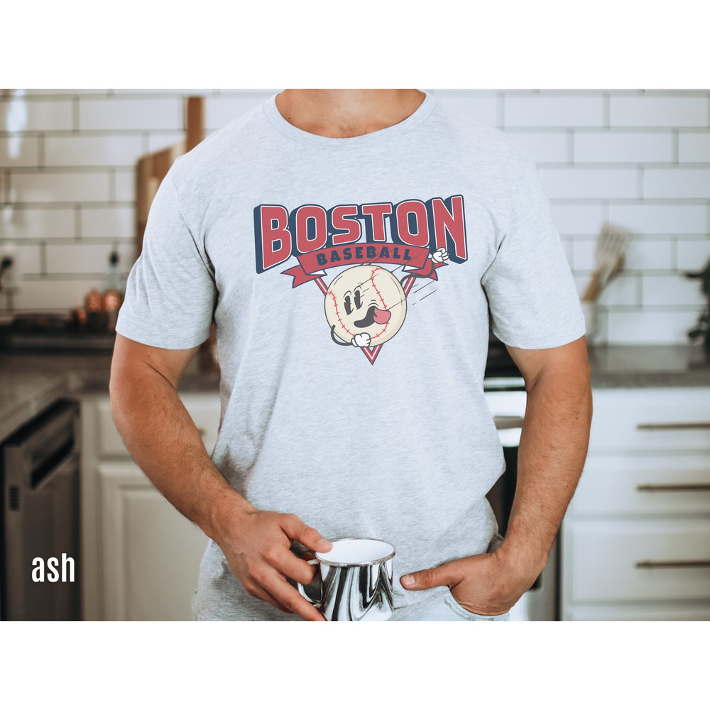 Boston Cartoon Baseball Shirt, Retro 90s Throwback Shirt, Vintage Style Base Ball T-shirt, Gameday Apparel, BOS Sports Fan Gift Idea.jpg