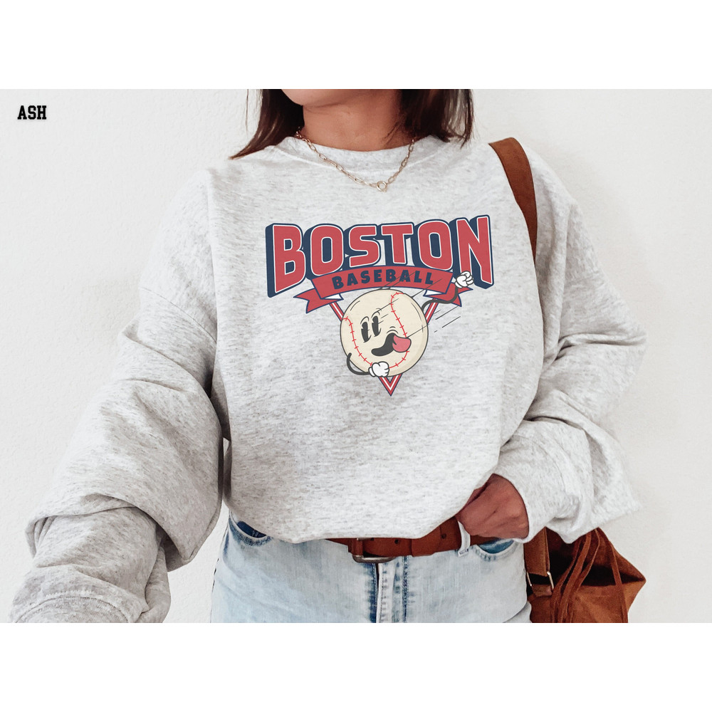 Boston Sweatshirt, Retro Style, Vintage Style Shirt, 90s Cartoon Throwback Sweatshirt, BOS, Massachusetts, Baseball, Sports Fan Gift Idea.jpg