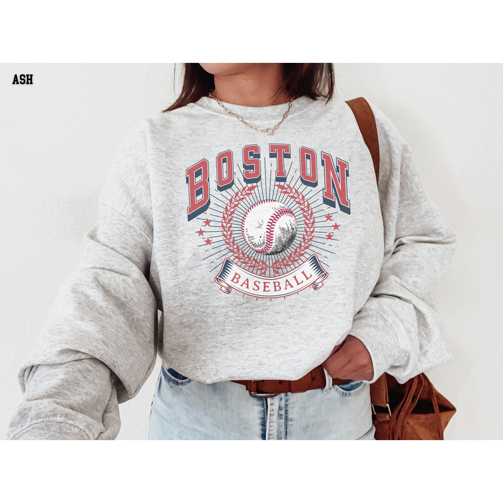 Boston Sweatshirt, Retro Style, Vintage Style Shirt, 90s Throwback Sweatshirt, Massachusetts, MA Sweater, Baseball, Sports Fan Gift Ideas.jpg