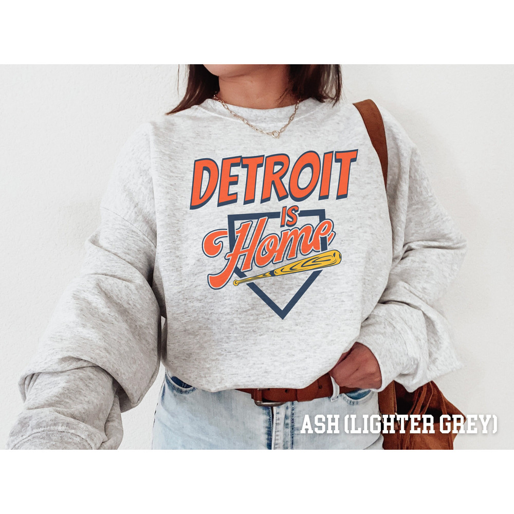 Detroit is Home Sweatshirt, Retro Style, Vintage Style Shirt, 90s Graphic Throwback Sweatshirt, Baseball, Sports Fan Gift Idea.jpg