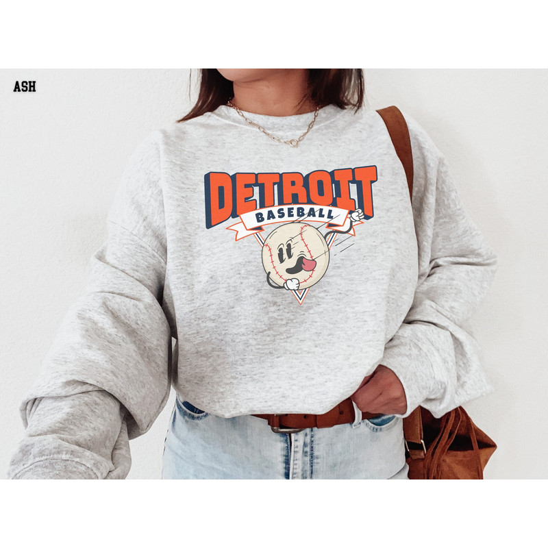 Detroit Sweatshirt, Retro Style, Vintage Style Shirt, 90s Cartoon Throwback Sweatshirt, Michigan Sweater, Baseball, Sports Fan Gift Idea.jpg