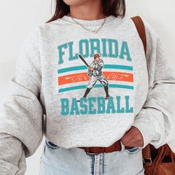 florida crewneck sweatshirt, retro style, vintage style shirt, 90s sweatshirt, mia sweater, florida, baseball, sports fa