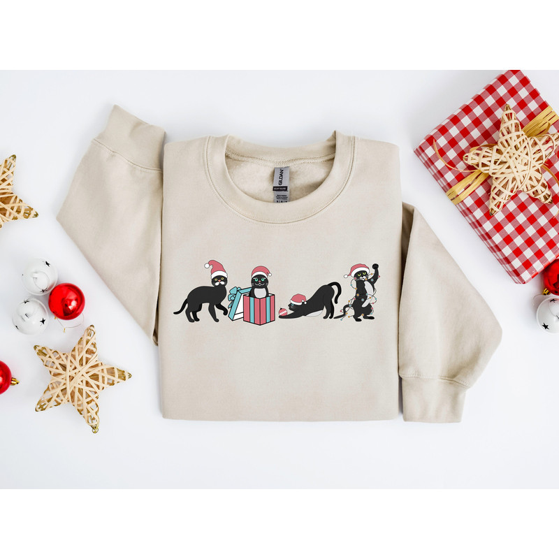 Christmas Cat Sweater, Black Cat Mom Gift, Cat Lover Sweatshirt, Christmas Shirt Gift, Funny Christmas Cat Shirt, Cat Christmas Sweatshirt.jpg