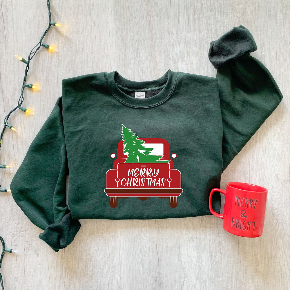 Christmas Truck Shirt, Christmas Truck Back Shirt, Family Matching Shirt, Christmas Tree Shirt, Merry Christmas Truck, Red Truck Shirt.jpg