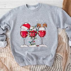 christmas wine glasses sweatshirt, christmas party sweater, wine lovers christmas gift, sarcastic christmas hoodie, chri