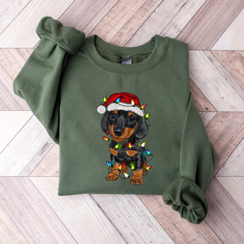 Dachshund Puppy Christmas Lights Sweatshirt,Dachshund Christmas Sweatshirt,Pet Lovers Sweater,Dachshund Lover Gift,Dog Owner Christmas Shirt 1.jpg