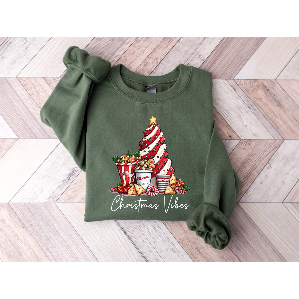 Fantastic Christmas Vibes Christmas Tree Gingerbread Cookies Gifts Candy Cane Sweatshirt, Womens Christmas, Merry Christmas Sweatshirt.jpg