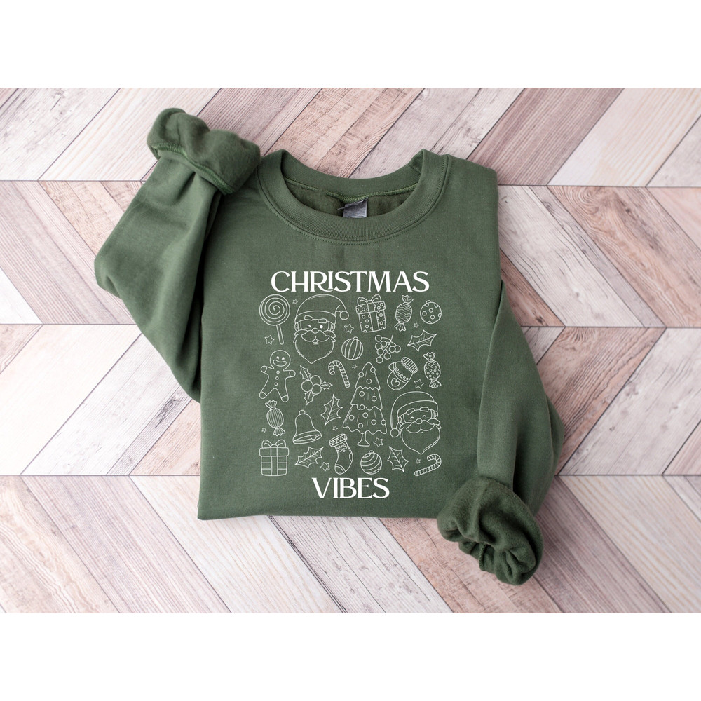 Funny Christmas Vibes Santa Claus Christmas Tree Gingerbread Cookies Gifts Candy Cane Sweatshirt,Womens Christmas,Merry Christmas Sweatshirt.jpg
