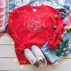happy new year sweatshirt, family holiday outfit, xmas family outfit shirts, merry christmas t-shirt, woman xmas shirt,w