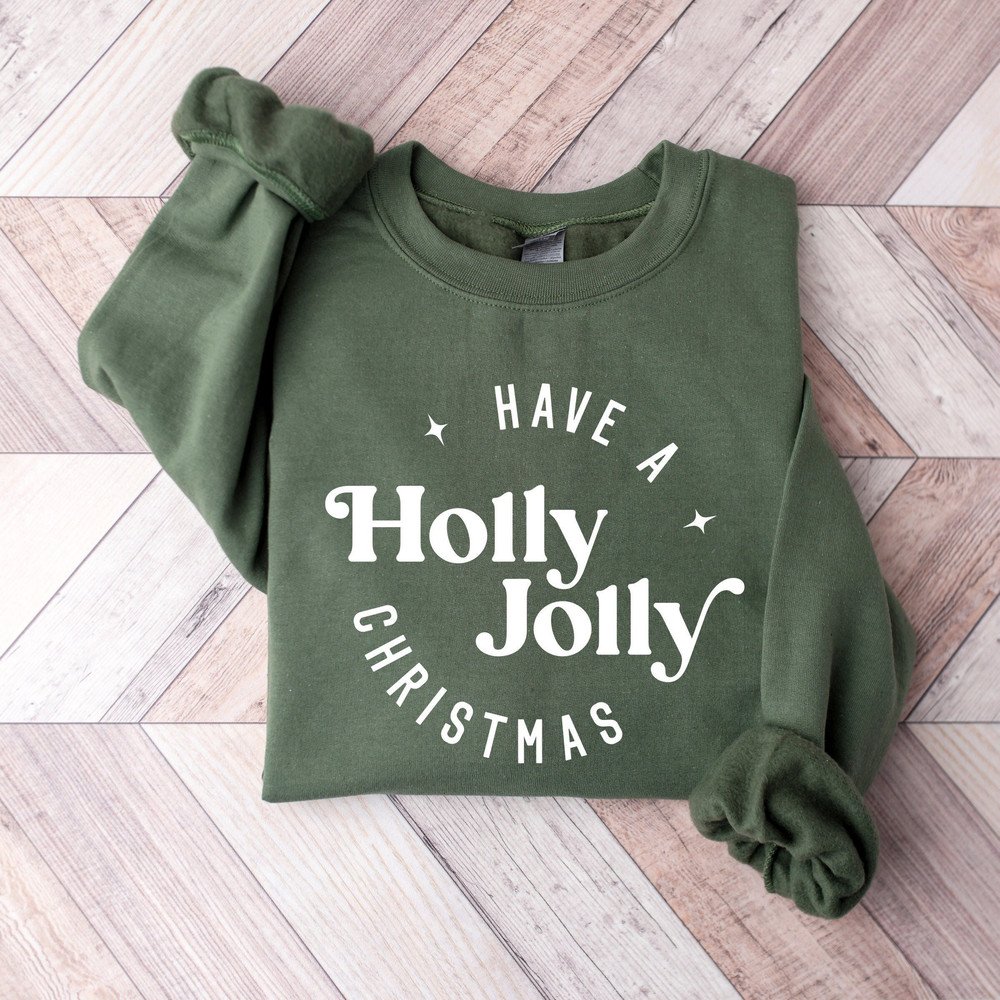 Have A Holly Jolly Christmas Sweatshirt, Santa Holly Jolly Christmas Sweater, Family Christmas Gift, Santa Graphic Christmas Sweater.jpg
