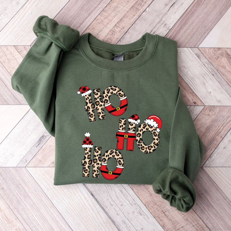 HO HO HO Christmas Sweatshirt,Cute Christmas Shirt,Christmas Sweater,Women Christmas Tee,Leopard Lover Sweater,Christmas Gift for Women.jpg