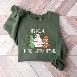 it's me hi i'm the teacher christmas tree sweatshirt, christmas gifts for teacher, xmas teacher gift, teacher christmas