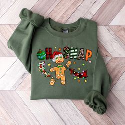 oh snap gingerbread sweatshirt,christmas cookie t-shirt,sparkly christmas crewneck,funny christmas cookie t-shirt,christ