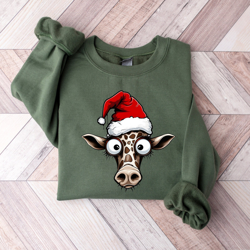 Santa Giraffe Christmas Sweatshirt, Funny Christmas Giraffe Sweater, Giraffe Lovers Christmas T-Shirt, Merry Christmas Giraffe Shirt.jpg