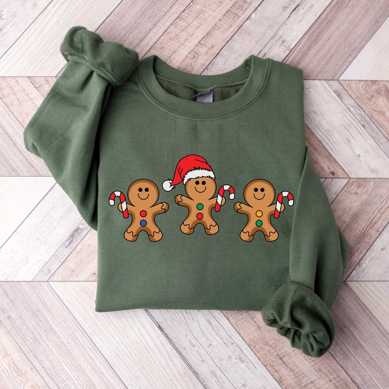 Standing Three Gingerbread Christmas Sweatshirt, Christmas Cookies Shirt, Christmas Comfort Colors Sweatshirt, Gingerbread Shirt, Xmas Gift.jpg