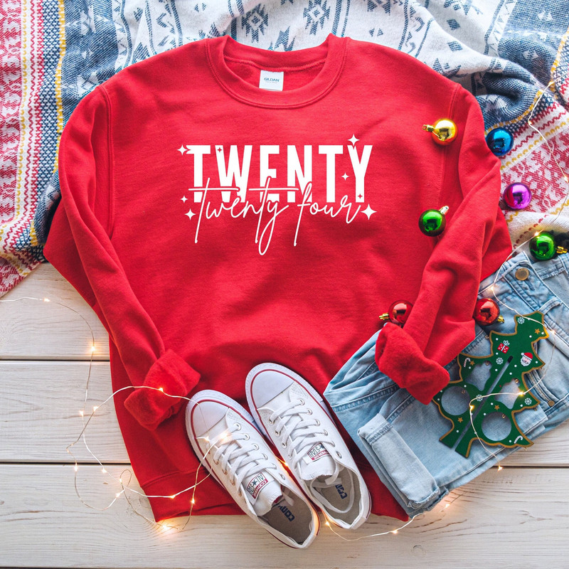 Twenty Twenty Four Christmas Crewneck Sweatshirt, Xmas Family Outfit Shirts, Unisex Christmas Shirt, Family Matching Shirt, Gift for Her.jpg
