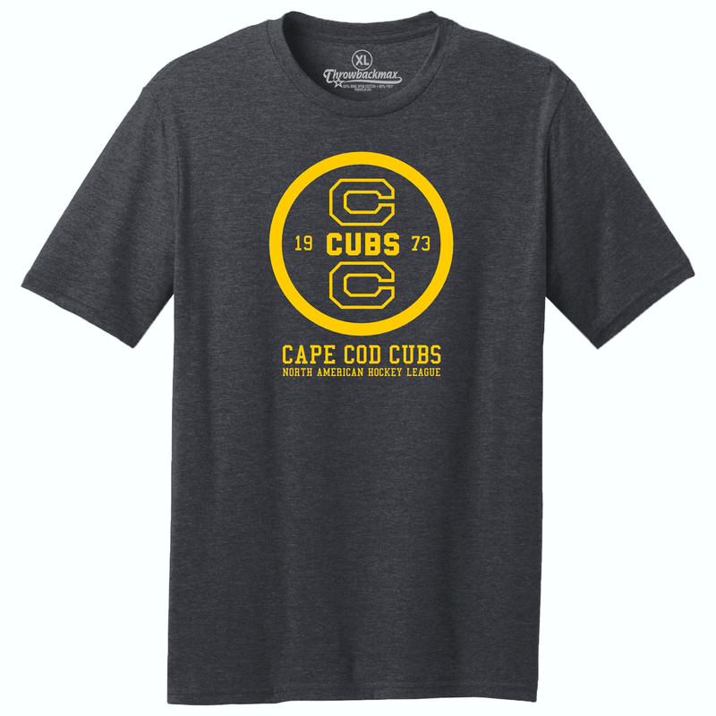 Throwbackmax Cape Cod Cubs 1973 Hockey Classic Cut, Premium Tri-Blend Tee Shirt - Black Heather 1.jpg