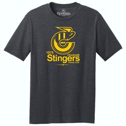 throwbackmax cincinnati stingers wha 1975 hockey classic cut, premium tri-blend tee shirt - black heather