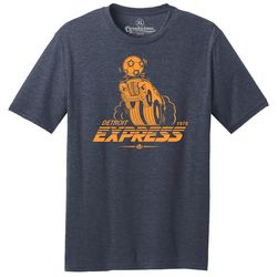 throwbackmax detroit express 1978 nasl soccer classic cut, premium tri-blend tee shirt - navy heather