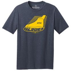 throwbackmax erie blades 1975 hockey classic cut, premium tri-blend tee shirt - navy heather