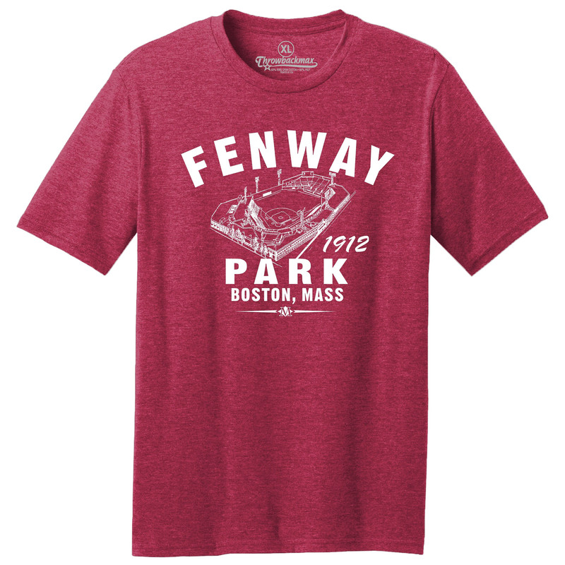 Throwbackmax Fenway Park 1912 Baseball Classic Cut, Premium Tri-Blend Tee Shirt - Home of Your Boston Red Sox - Red Heather.jpg