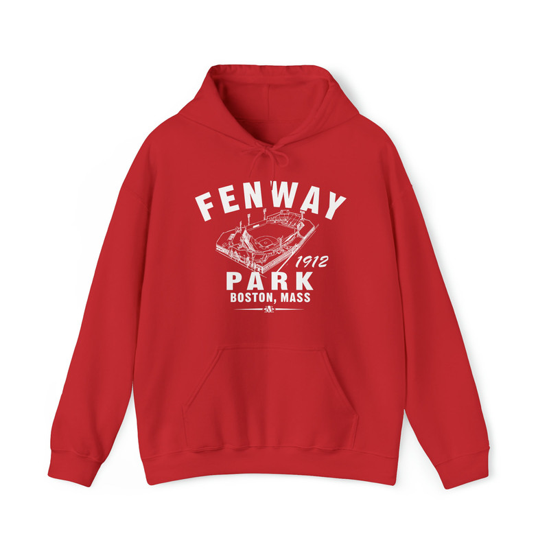 Throwbackmax Fenway Park 1912 Baseball Hoodie - Home of Your Boston Red Sox - Navy Heather or Red Unisex Heavy Blend Sweatshirt.jpg