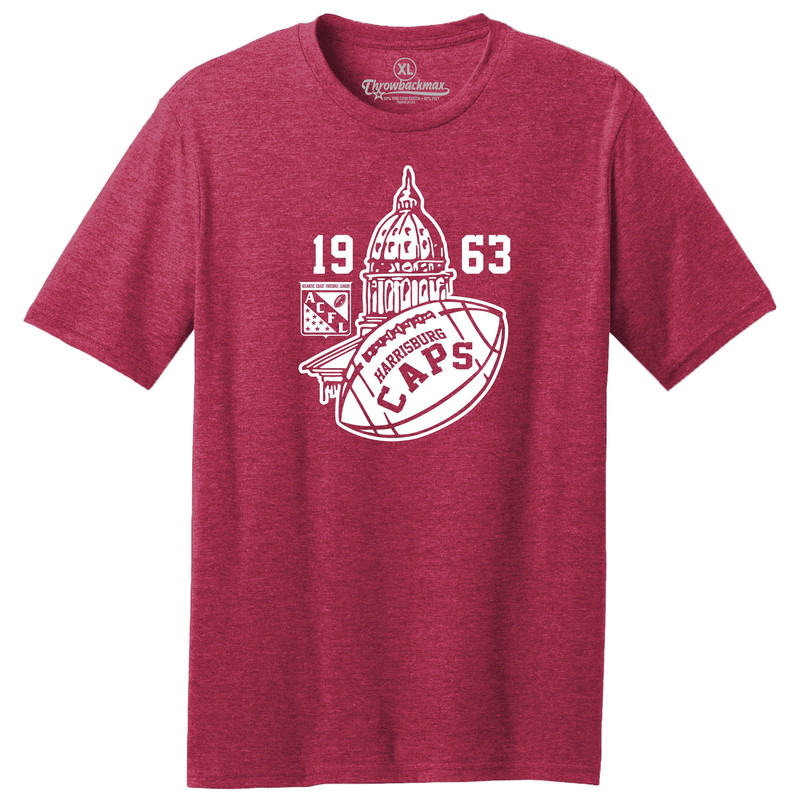 Throwbackmax Harrisburg Caps 1963 ACFL Football Classic Cut, Premium Tri-Blend Tee Shirt - Red Heather.jpg