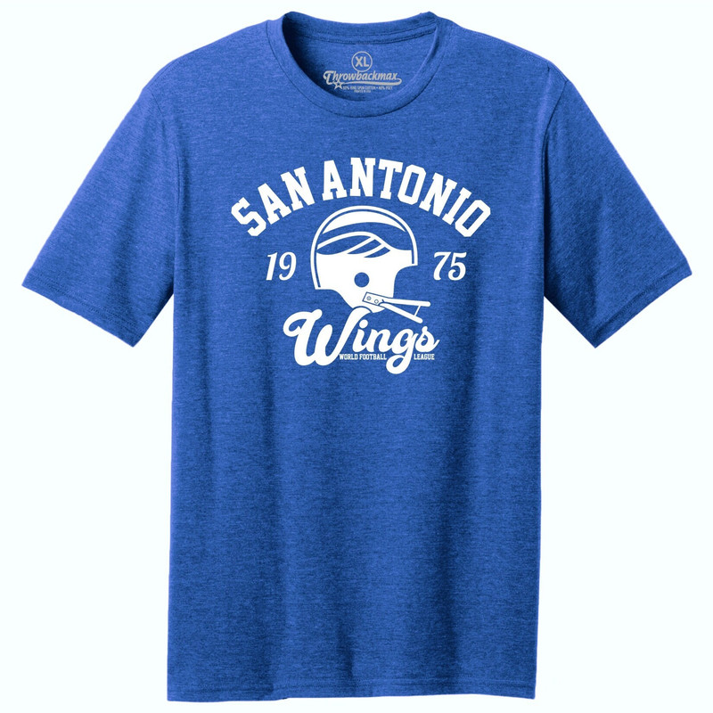 Throwbackmax San Antonio Wings 1975 WFL Football  Classic Cut, Premium Tri-Blend Tee Shirt - Navy Heather.jpg