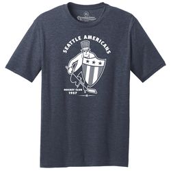 throwbackmax seattle americans 1957 hockey classic cut, premium tri-blend tee shirt - navy heather