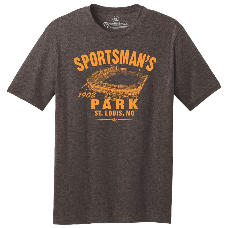 Throwbackmax Sportsman's Park 1902 Baseball Premium 5050 PolyCotton Tee Shirt - Past Home of the St. Louis Browns.jpg
