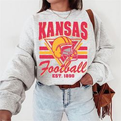 vintage kansas city football sweatshirt, classic style kansas city football sweater, kansas city football crewneck, kans
