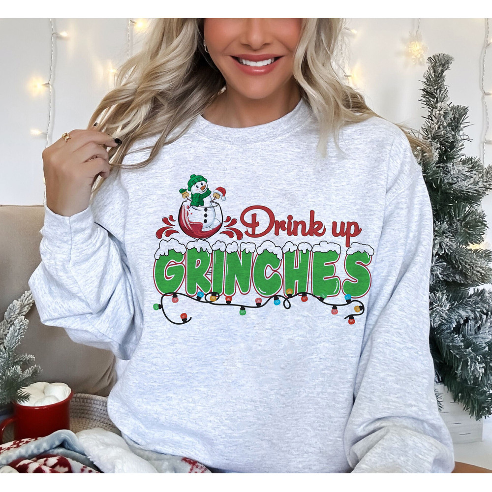 Drink Up Grinches Shirt, Grinch Christmas T-Shirt, Wine Flake Christmas Tee, Holiday Gift Shirt, Christmas Grinch Unisex Tee 1.jpg