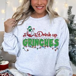drink up grinches shirt, grinch christmas t-shirt, wine flake christmas tee, holiday gift shirt, christmas grinch unisex