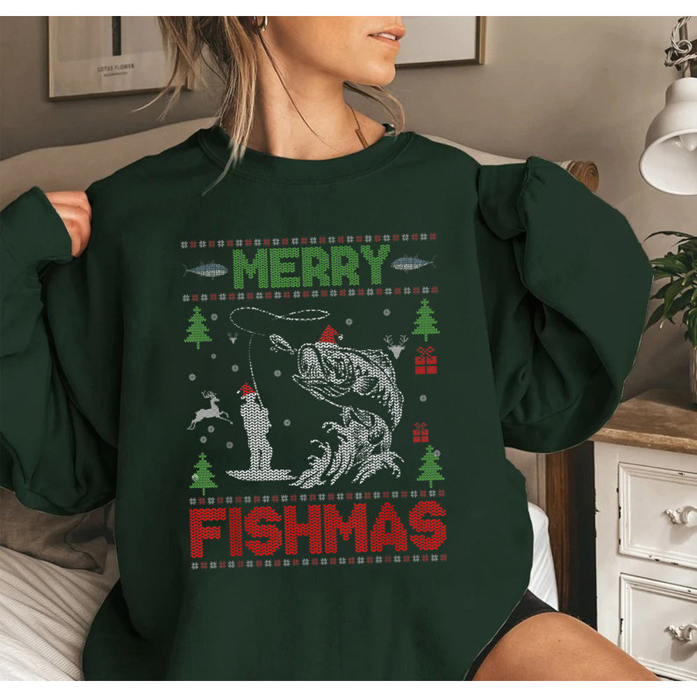 Merry Fishmas Sweatshirt, Merry Fishmas T-shirt, Fisher Christmas Sweater, Fish Christmas Tree Shirt, Christmas Gifts For Fisher Fisherman.jpg